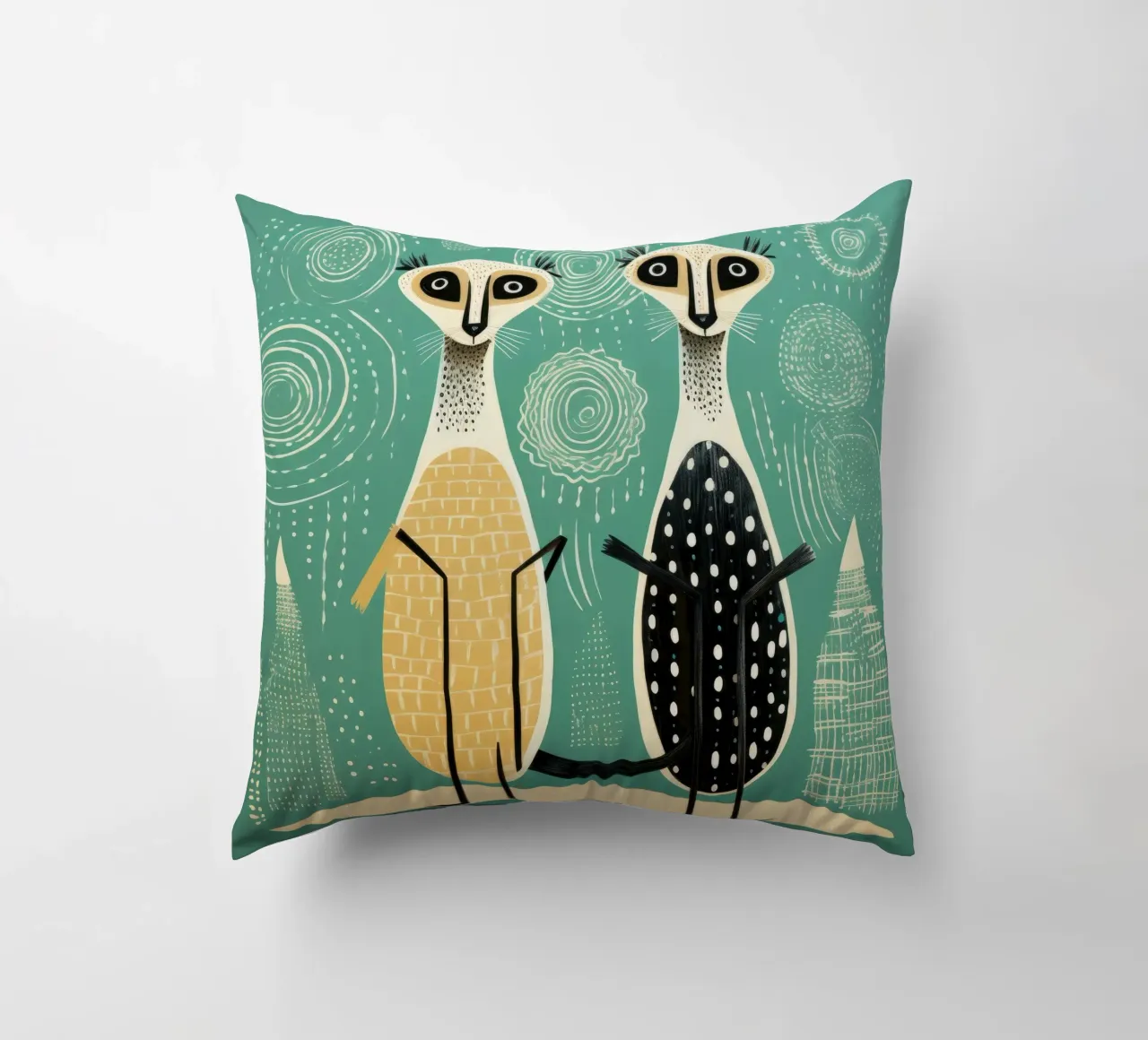 Meerkat verde 2 cuscino da Minimal Animal Art