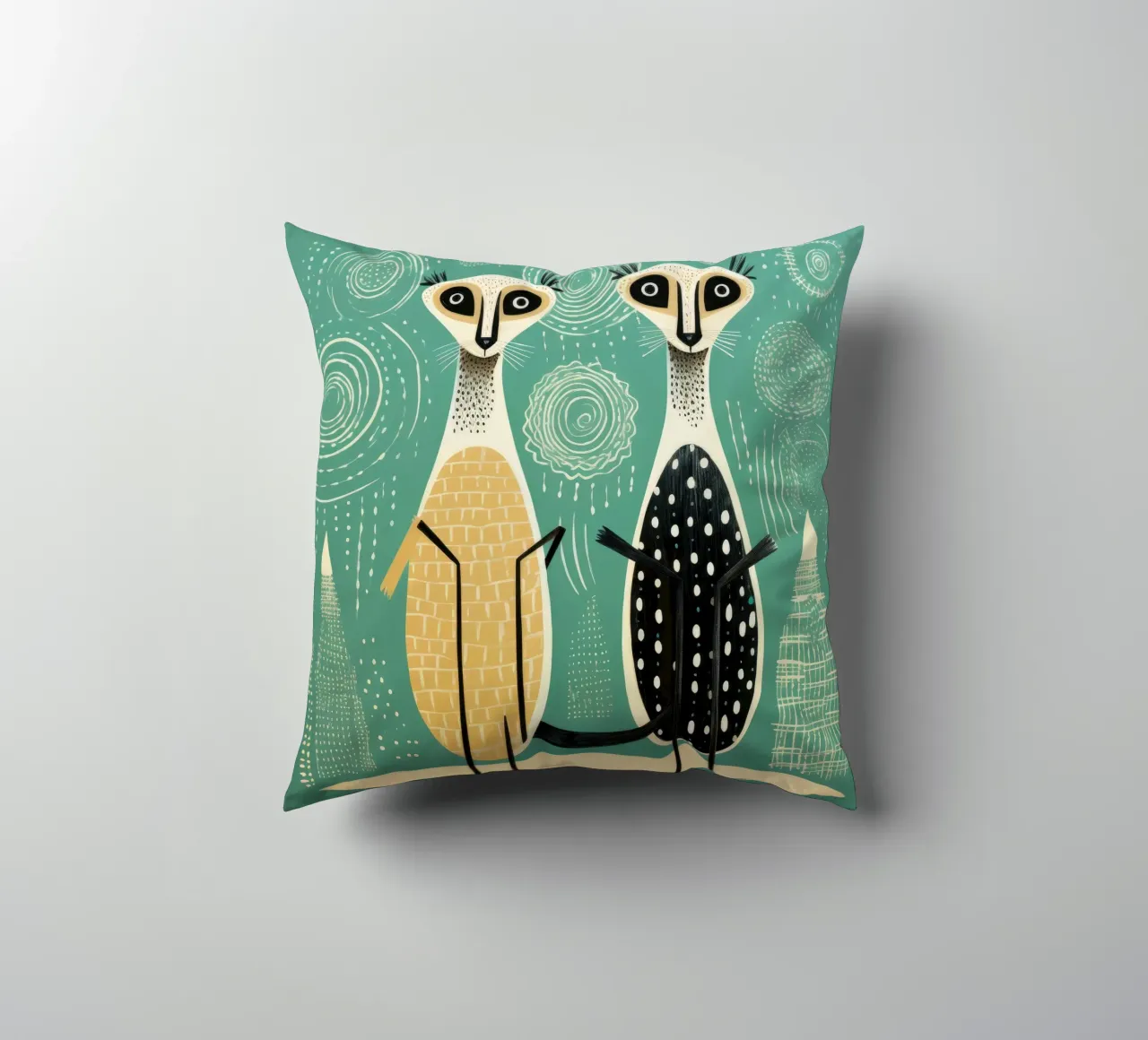 Meerkat verde 2 cuscino da Minimal Animal Art