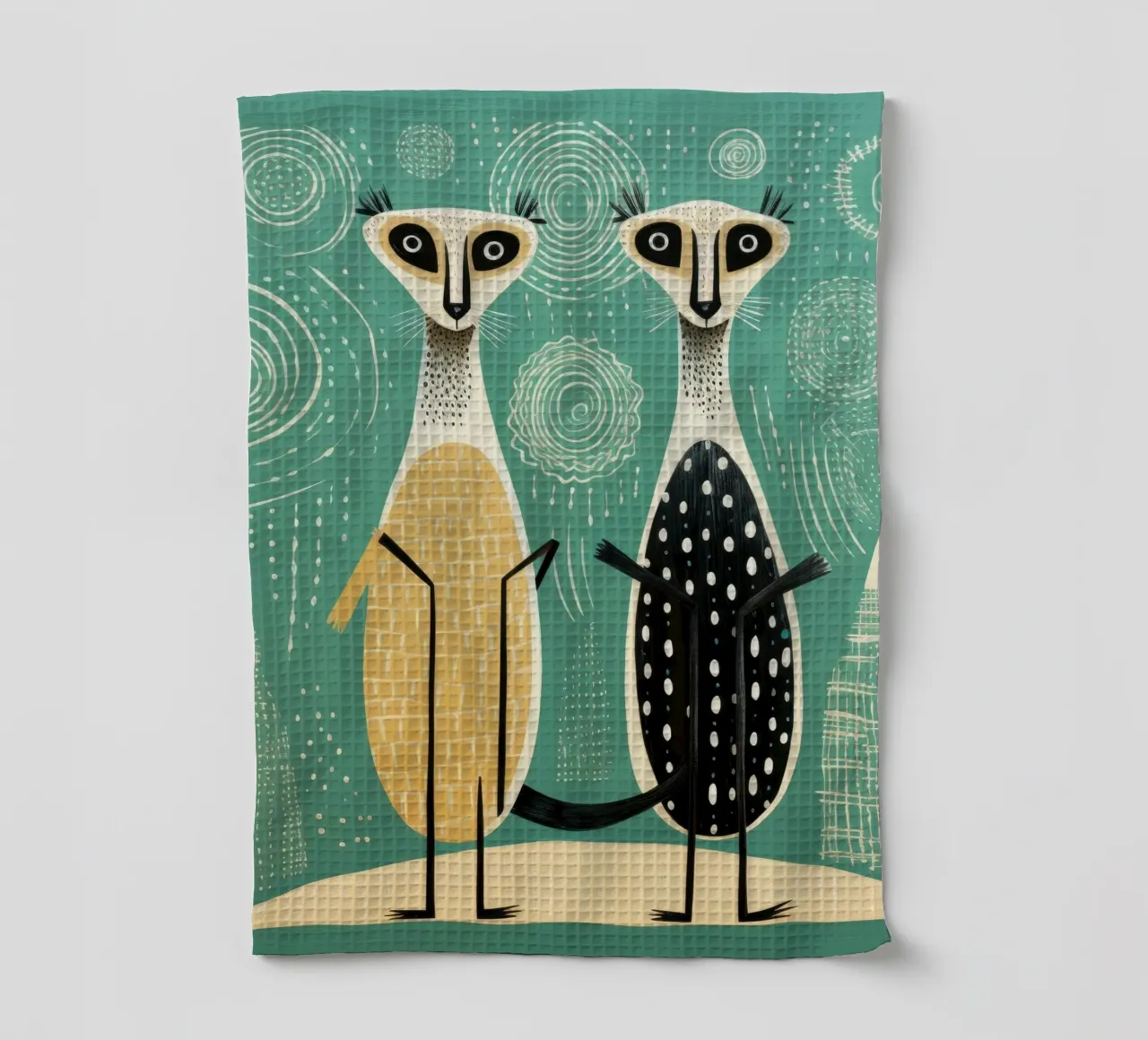 Meerkat verde 2 canovaccio da cucina da Minimal Animal Art