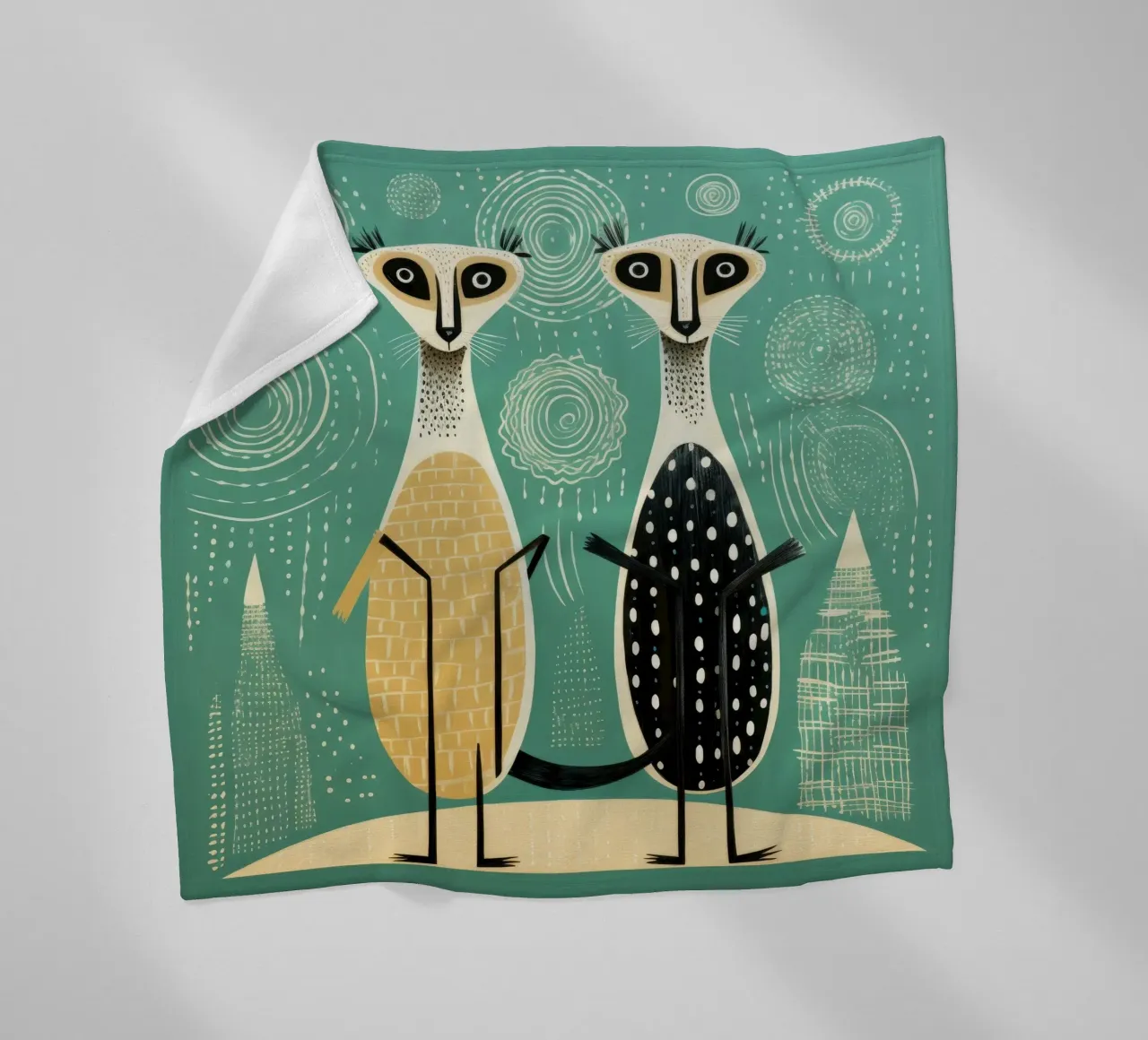 Suricati verdi coperta in pile da Minimal Animal Art
