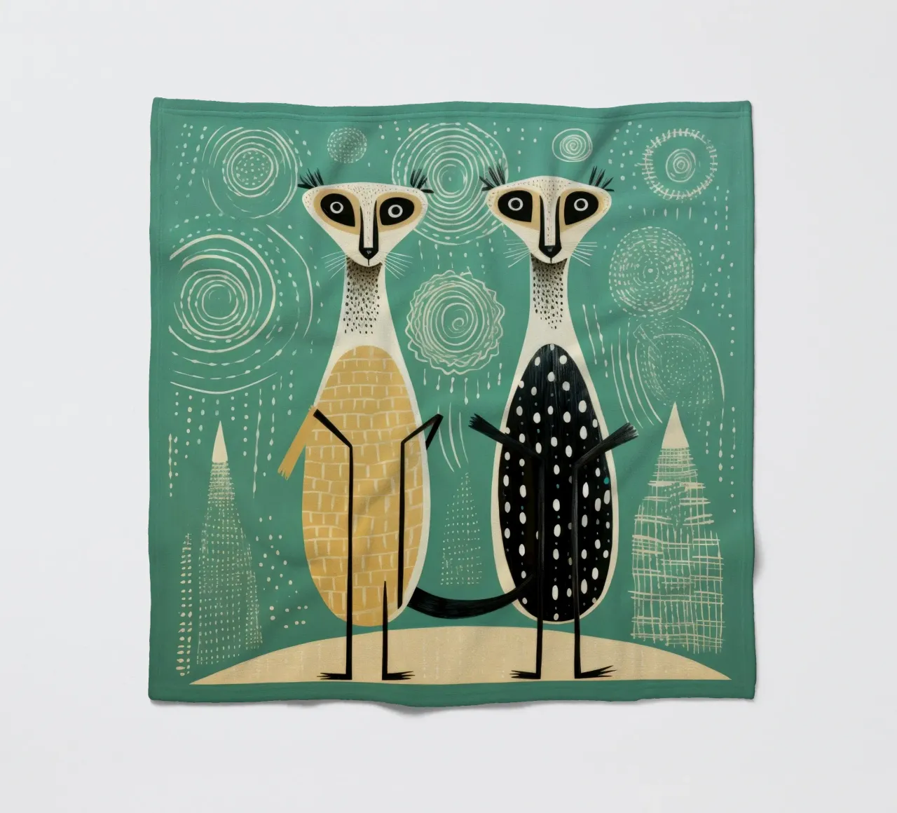 Suricati verdi coperta in pile da Minimal Animal Art