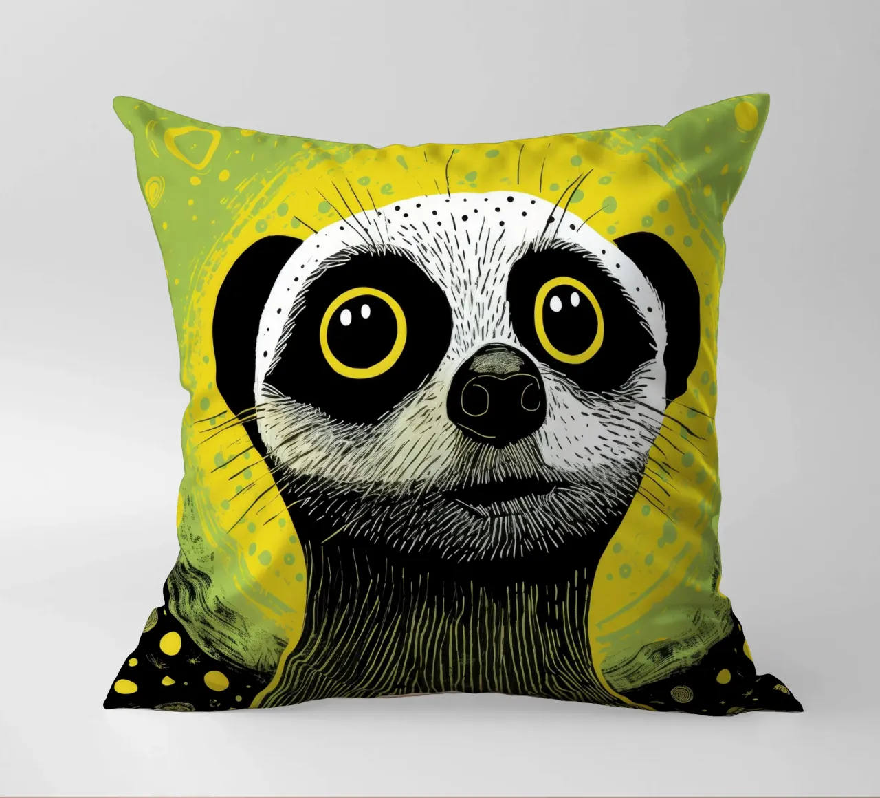 Meerkat verde 3 cuscino da Minimal Animal Art
