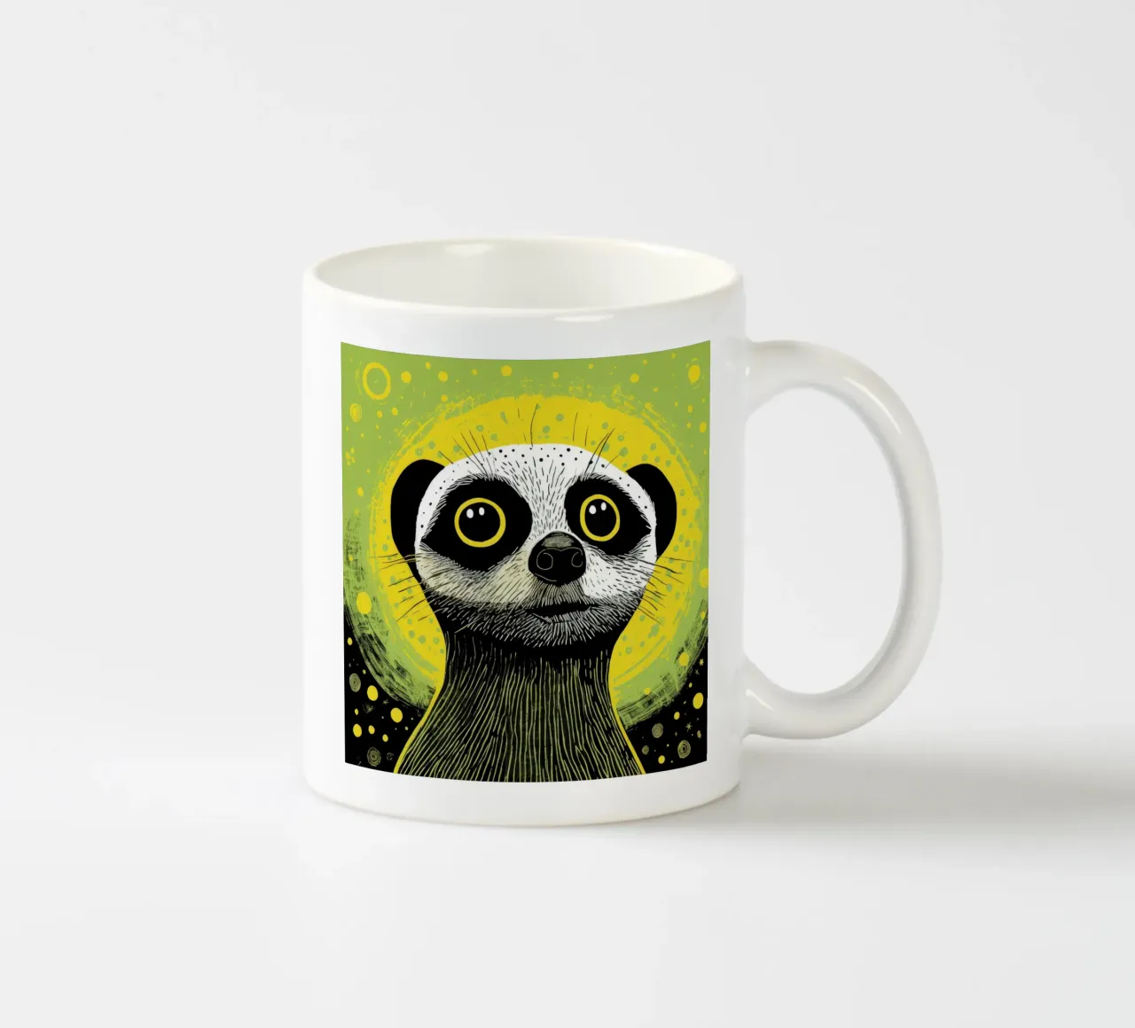 Meerkat verde 3 tazza in ceramica da Minimal Animal Art