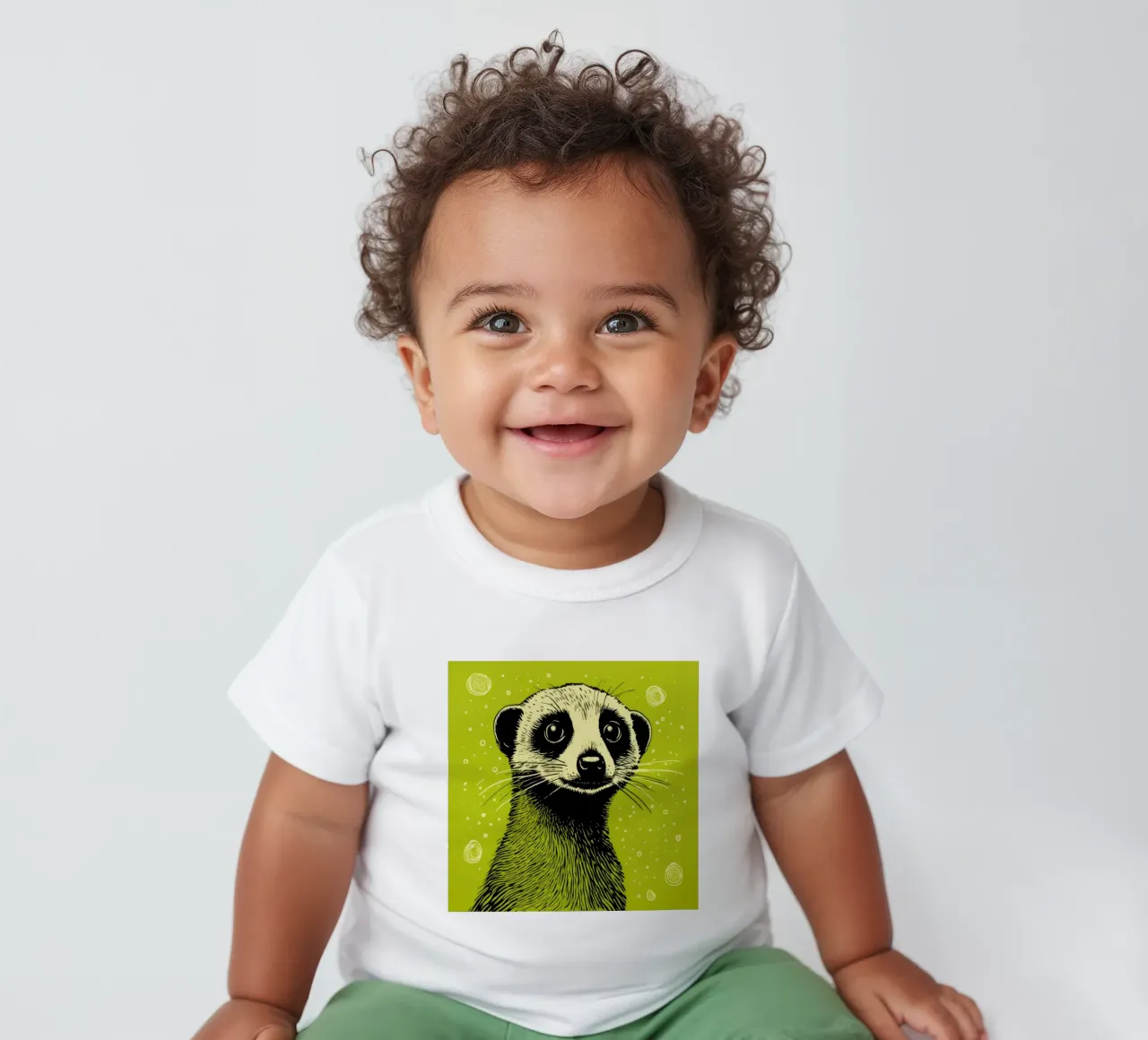 Meerkat verde 4 maglietta neonato da Minimal Animal Art