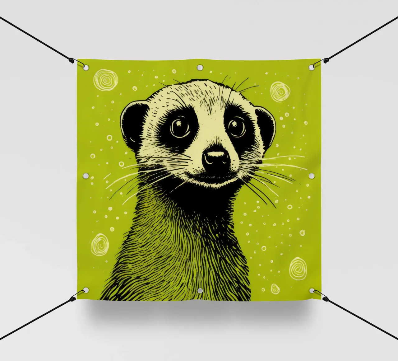Meerkat verde 4 telo in pvc da Minimal Animal Art