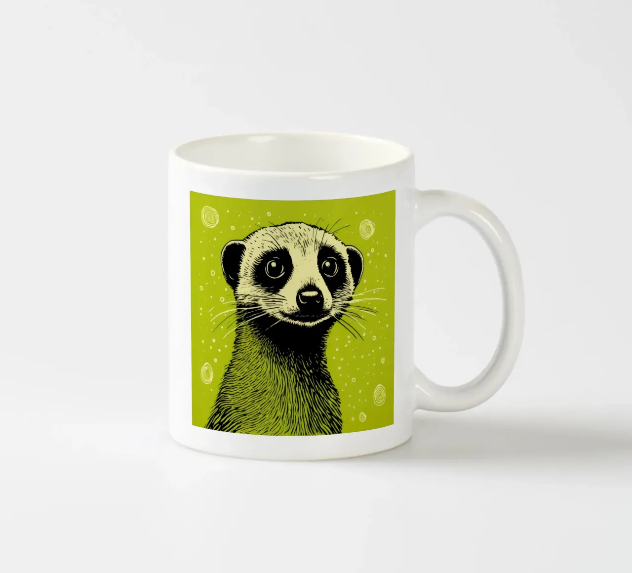 Meerkat verde 4 tazza in ceramica da Minimal Animal Art