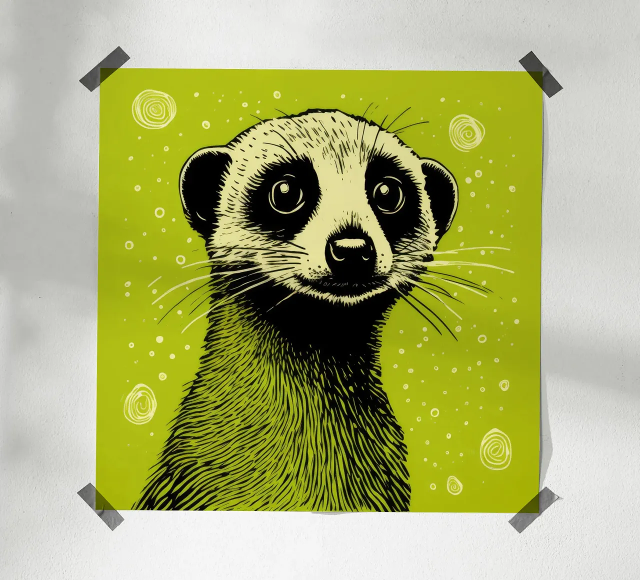 Meerkat verde 4 carta hahnemühle da Minimal Animal Art