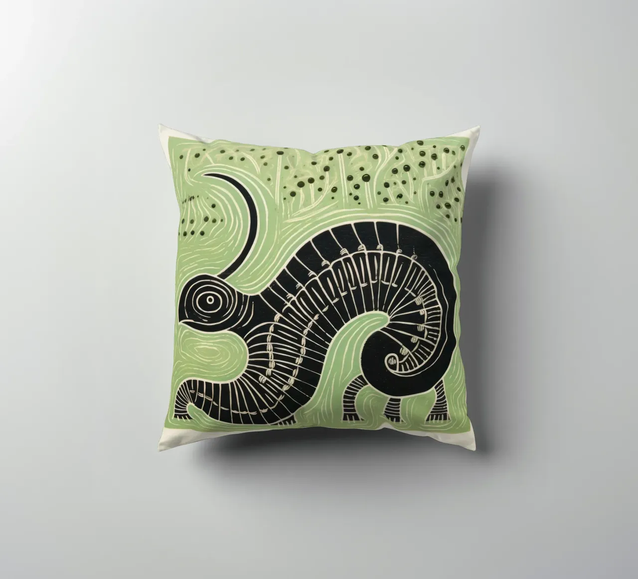 Millipede verde 1 cuscino da Minimal Animal Art