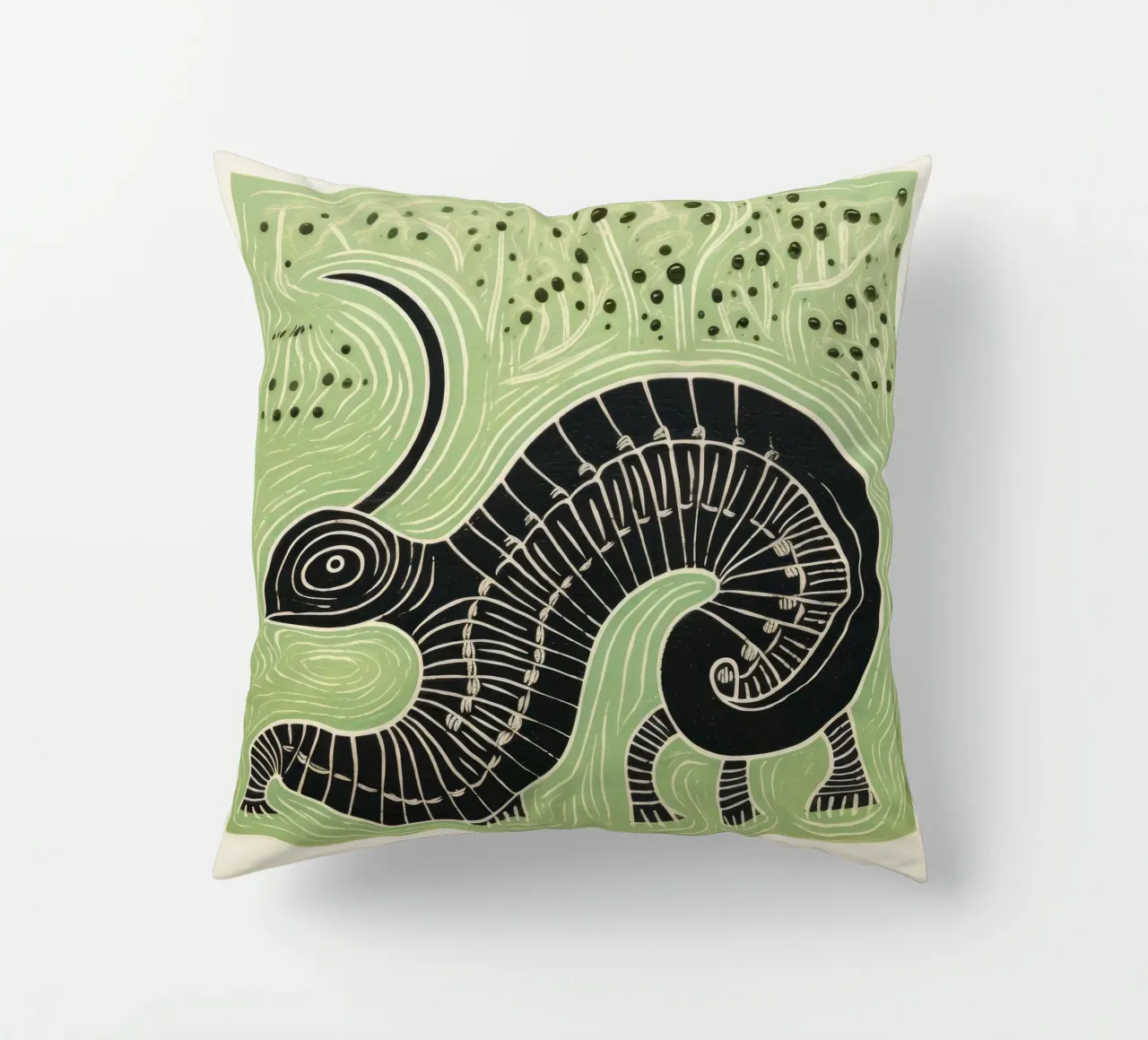 Millipede verde 1 cuscino da Minimal Animal Art