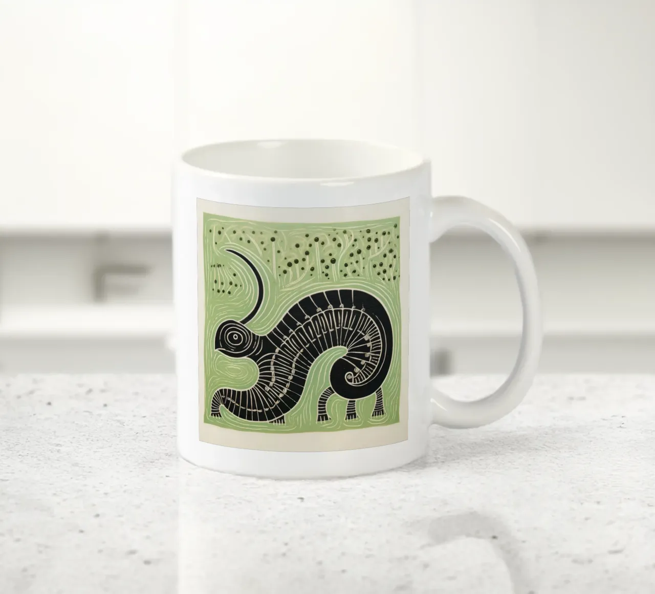 Green Millipede 1 keramische mok van Minimal Animal Art