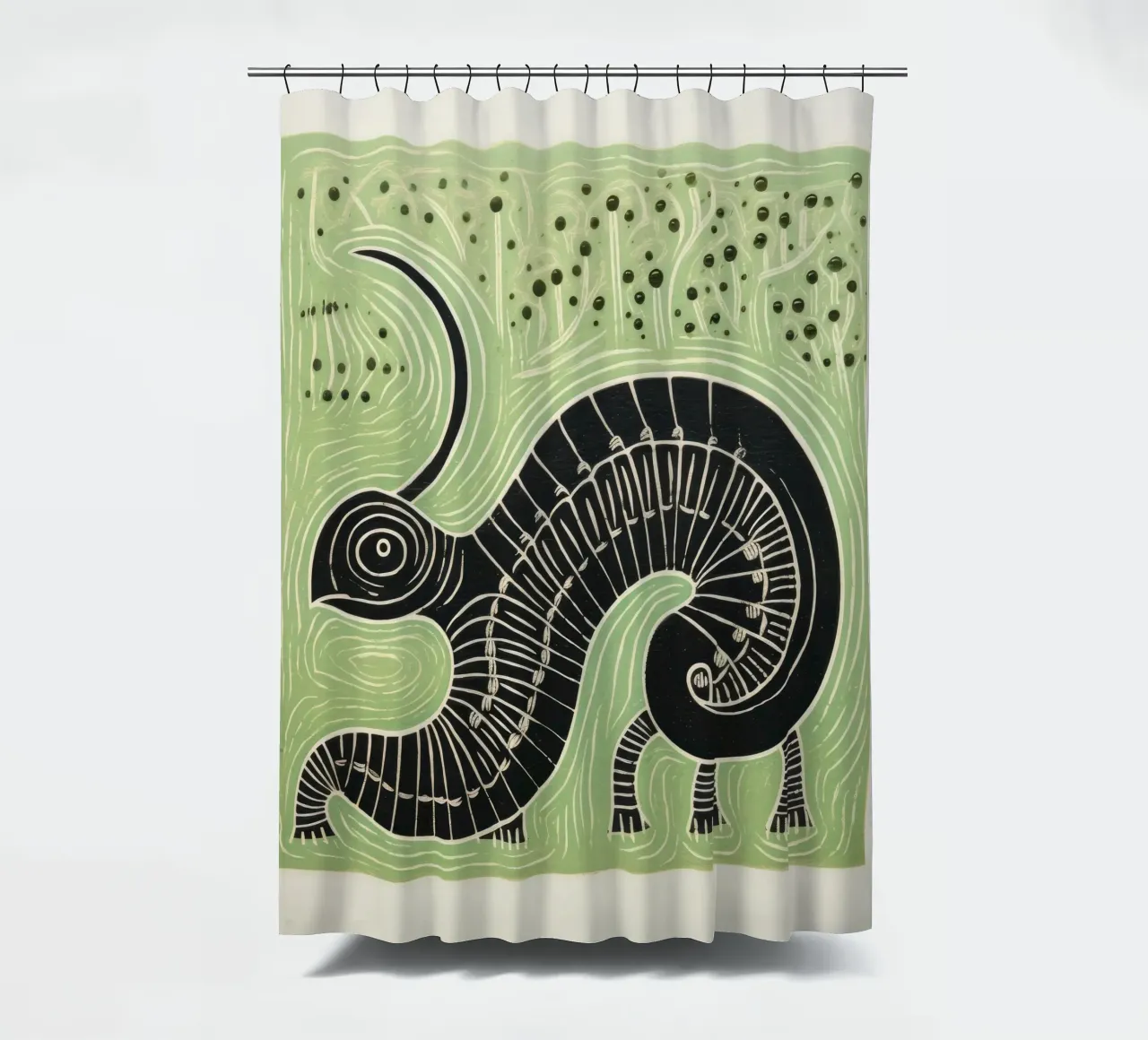 Grüner Tausendfüßler 1 Duschvorhang von Minimal Animal Art