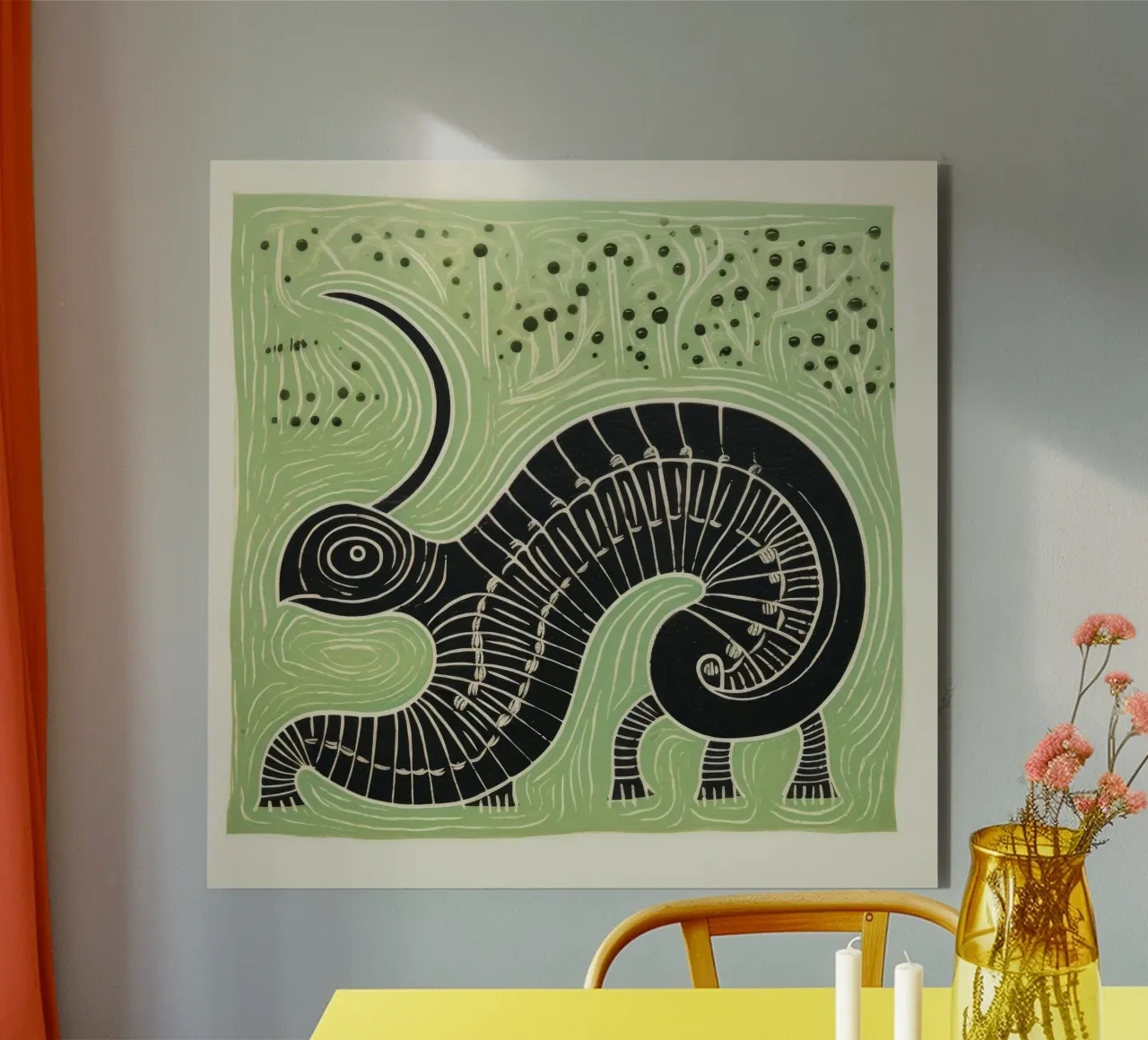 Green Millipede 1 alu-dibond by Minimal Animal Art
