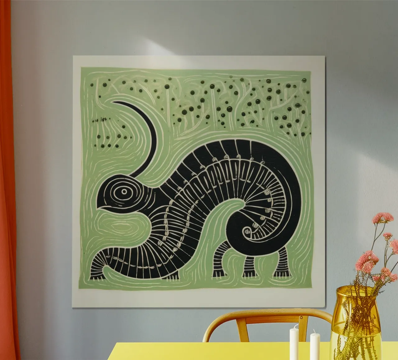 Millipede verde poster da Minimal Animal Art