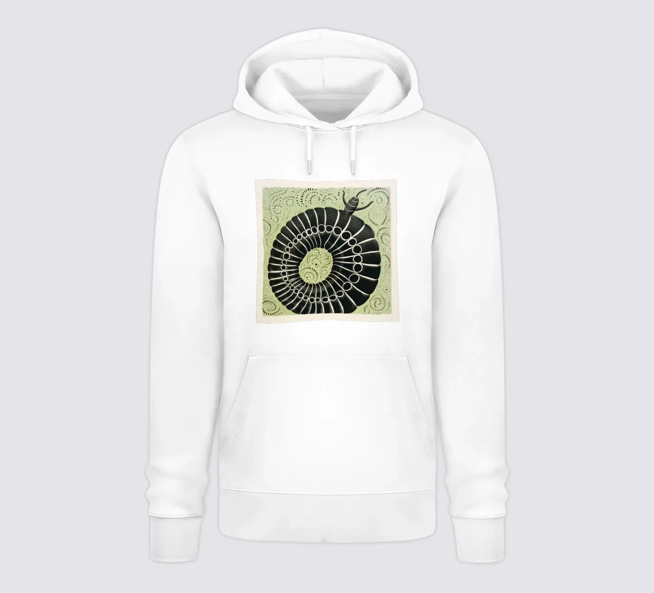 Millipede verde 2 felpa con cappuccio da Minimal Animal Art