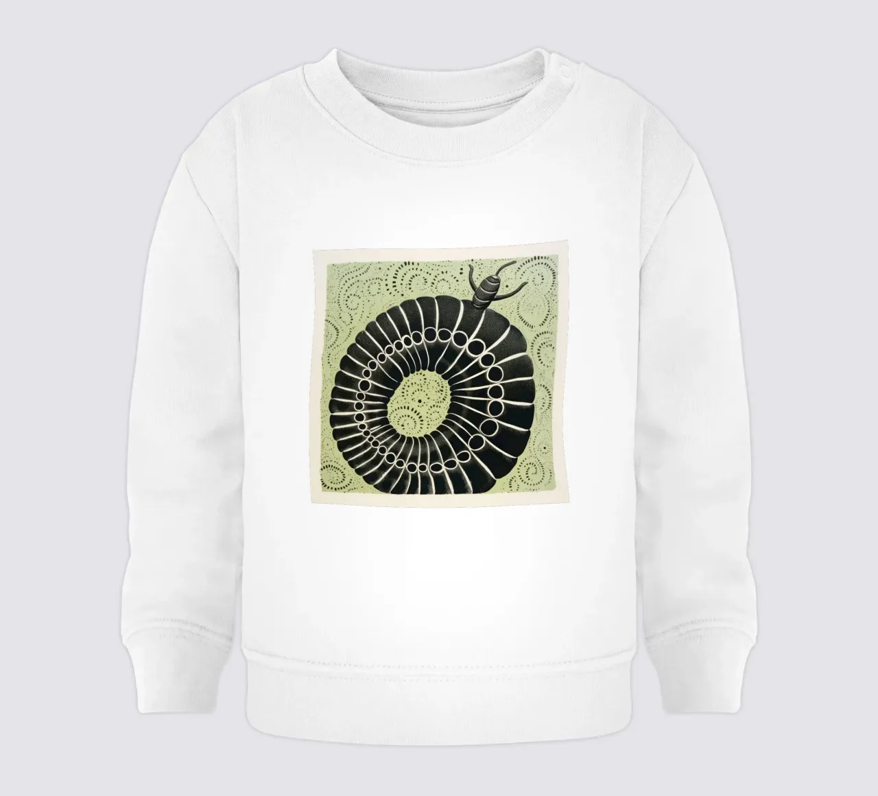 Millipede verde 2 felpa neonato da Minimal Animal Art