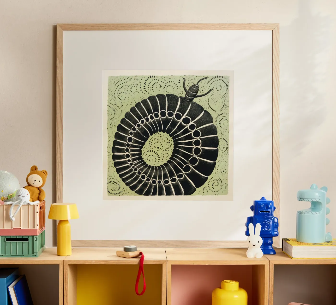 Green Millipede poster da Minimal Animal Art