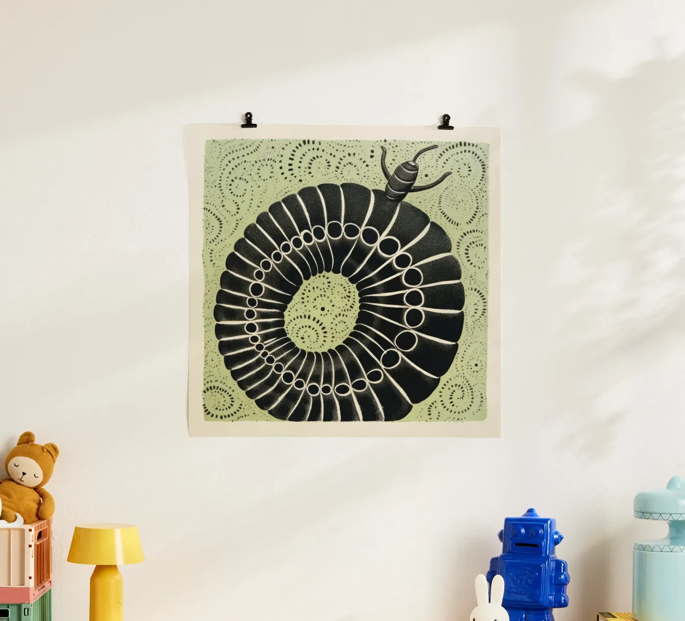 Green Millipede poster da Minimal Animal Art