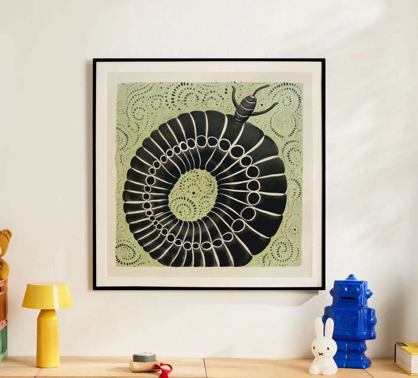 Green Millipede poster da Minimal Animal Art