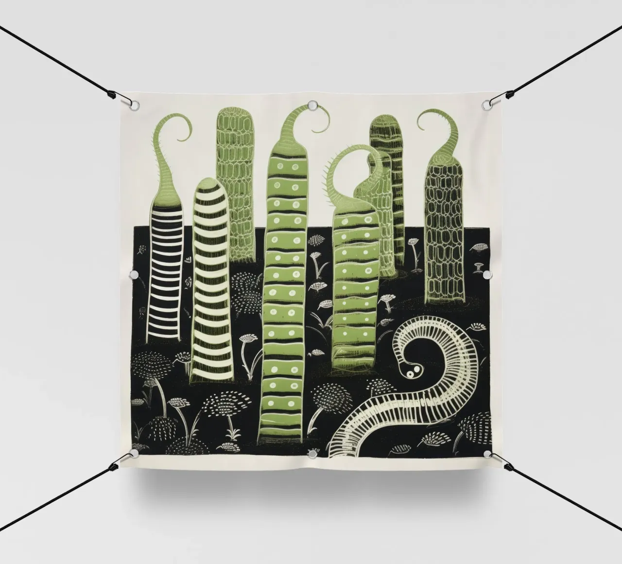 Millipedi verdi telo in pvc da Minimal Animal Art
