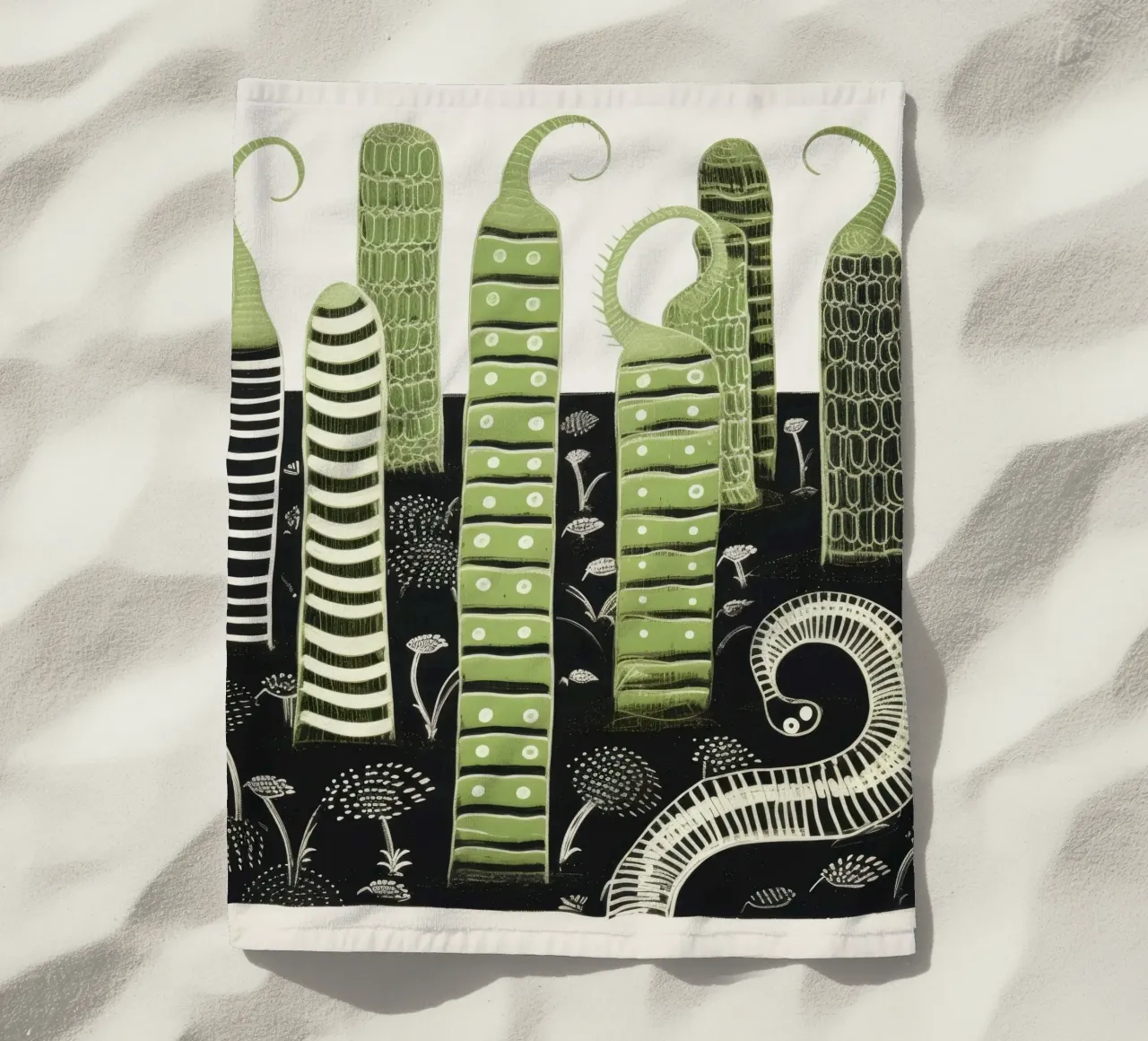 Millipede verde 3 telo mare da Minimal Animal Art