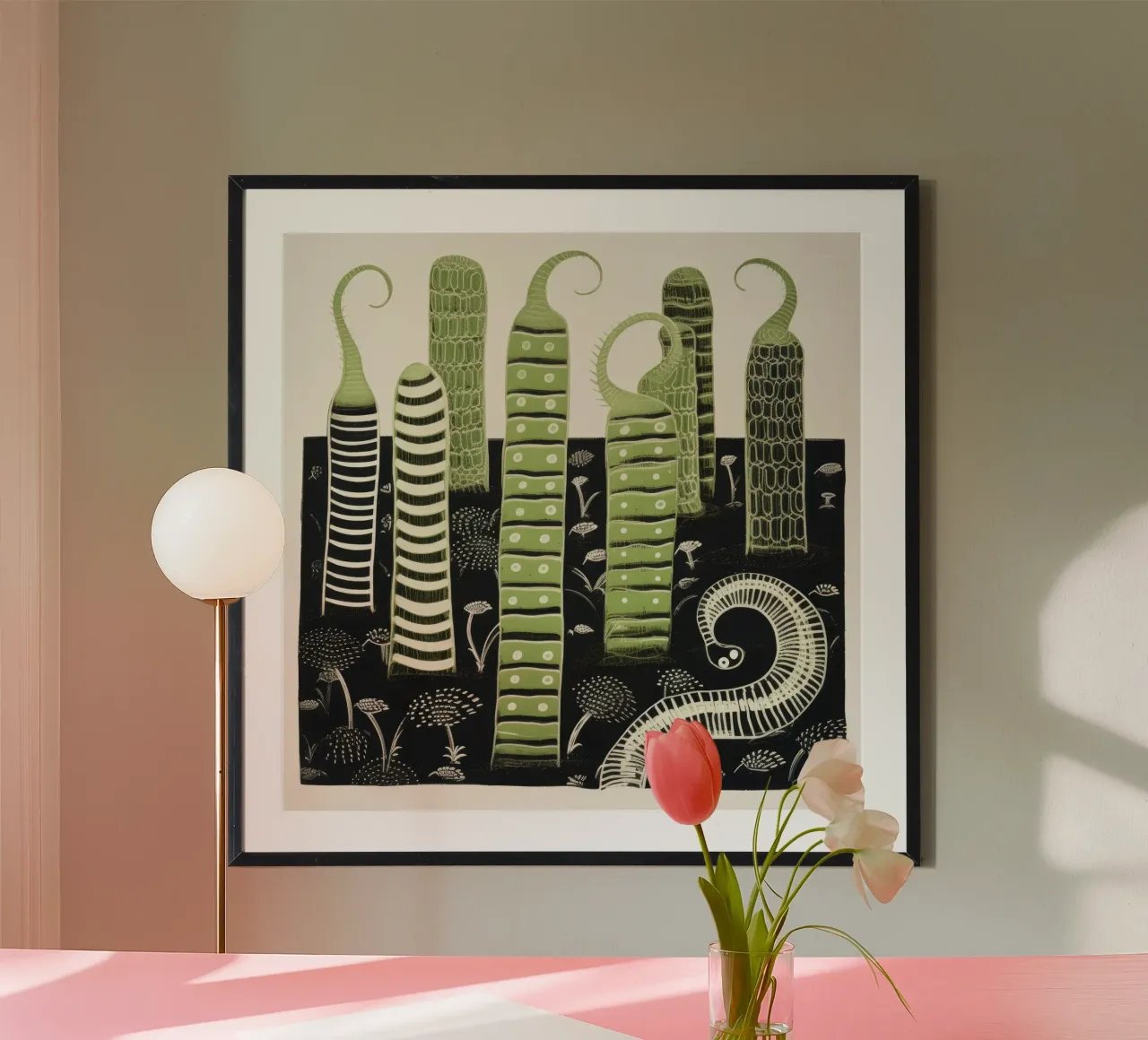Grüner Tausendfüßler 3 Hahnemühle von Minimal Animal Art