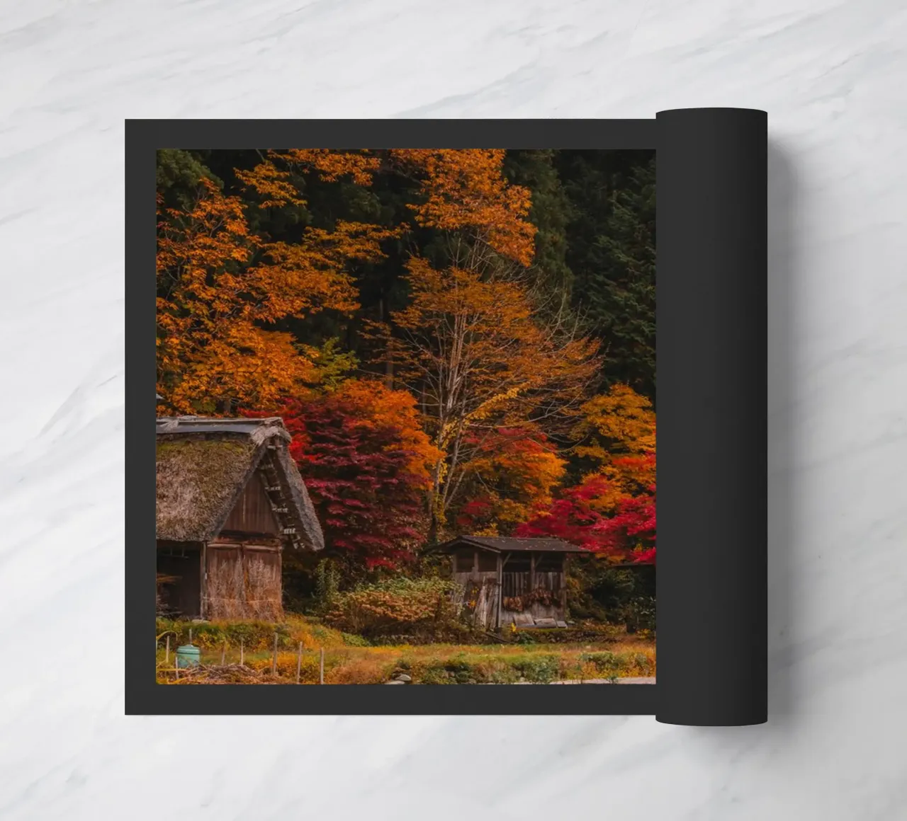 Villaggio agricolo giapponese in autunno - Shirakawa-go zerbino da Marcel Bisig