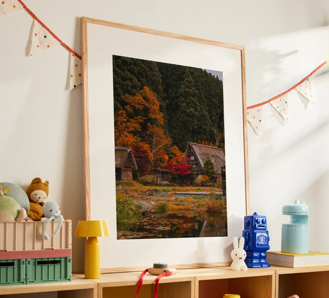 Villaggio agricolo giapponese in autunno - Shirakawa-go poster con telaio in plastica da Marcel Bisig