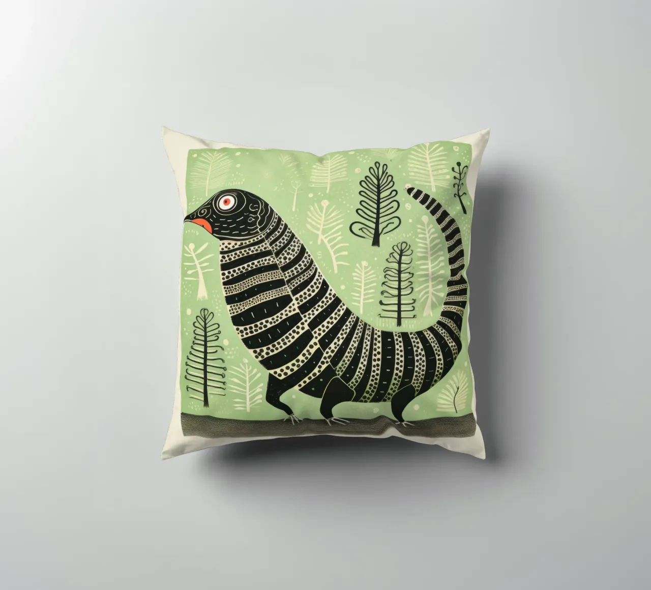 Millipede verde 4 cuscino da Minimal Animal Art