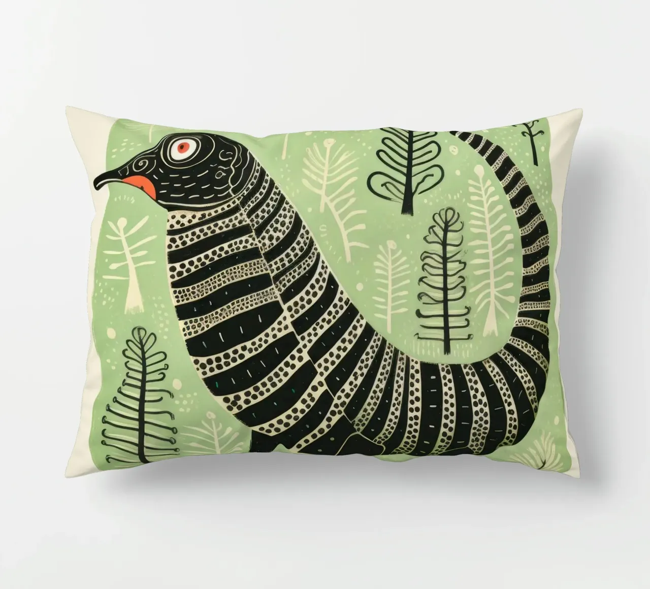 Millipede verde 4 cuscino da Minimal Animal Art