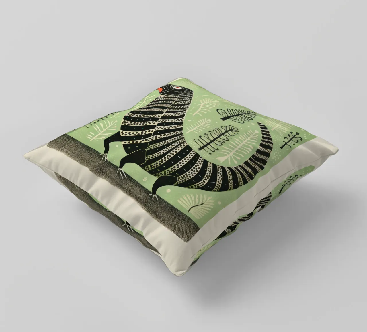 Millipede verde 4 cuscino da Minimal Animal Art