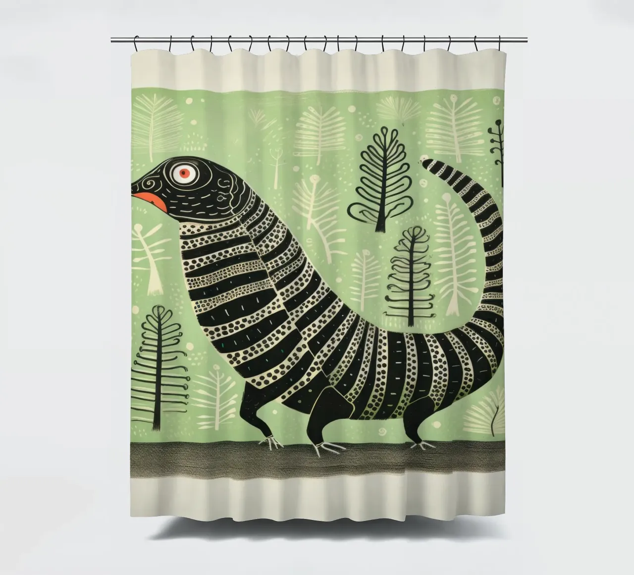 Grüner Tausendfüßler 4 Duschvorhang von Minimal Animal Art