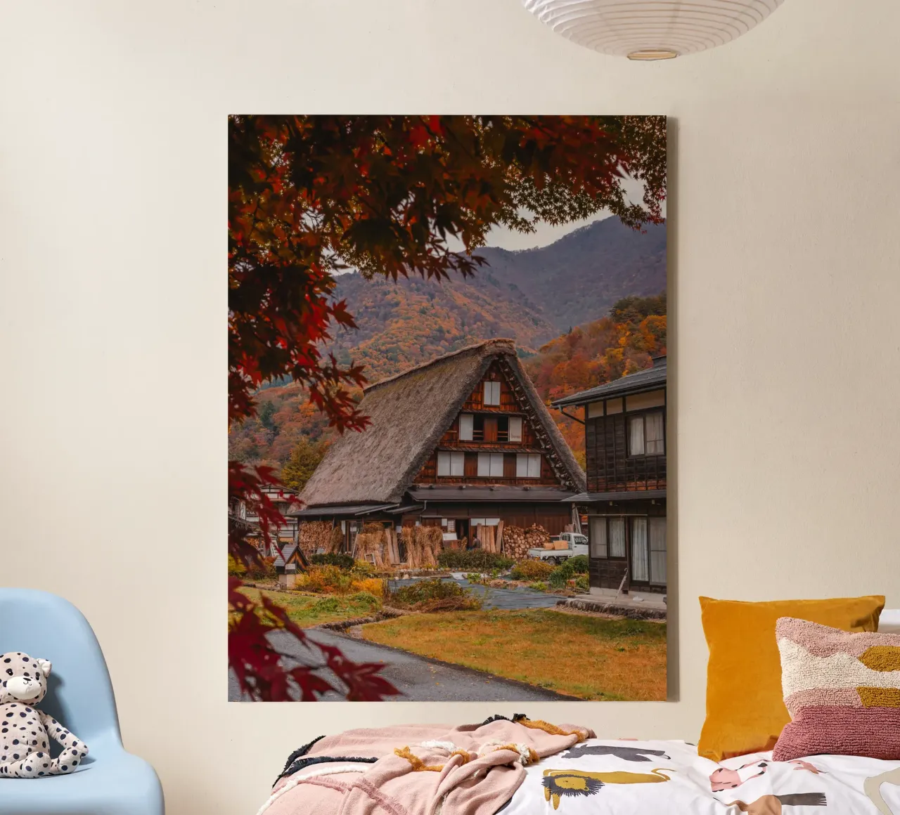Japans boerendorp Shirakawa-go canvas met Baklijst van Marcel Bisig