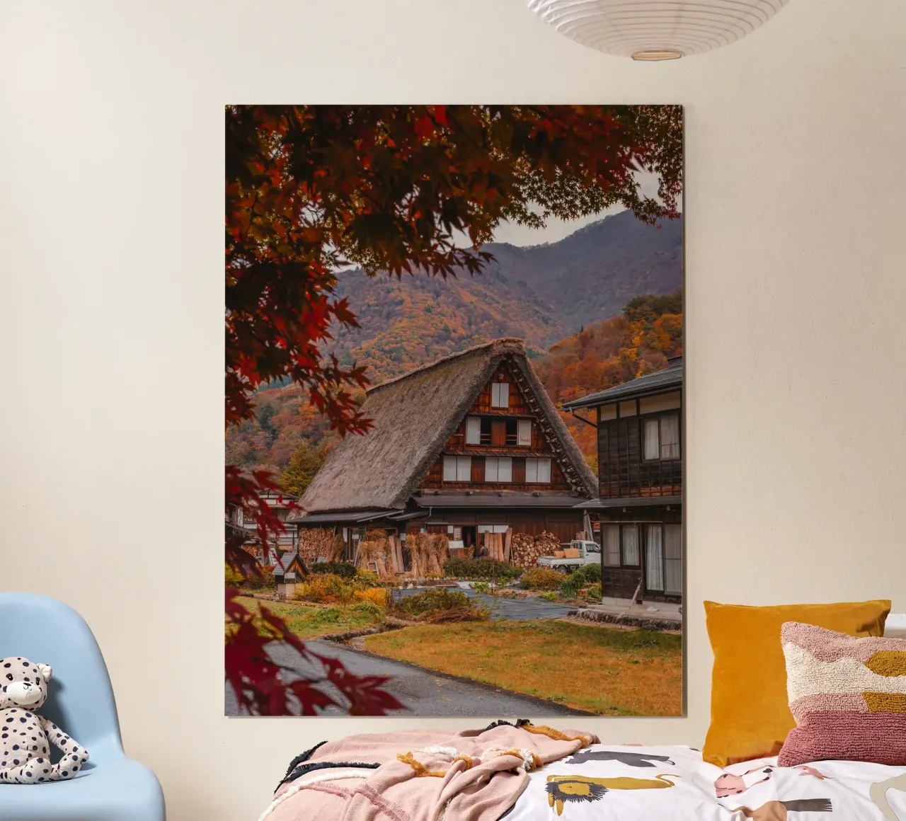 Villaggio agricolo giapponese Shirakawa-go carta hahnemühle da Marcel Bisig