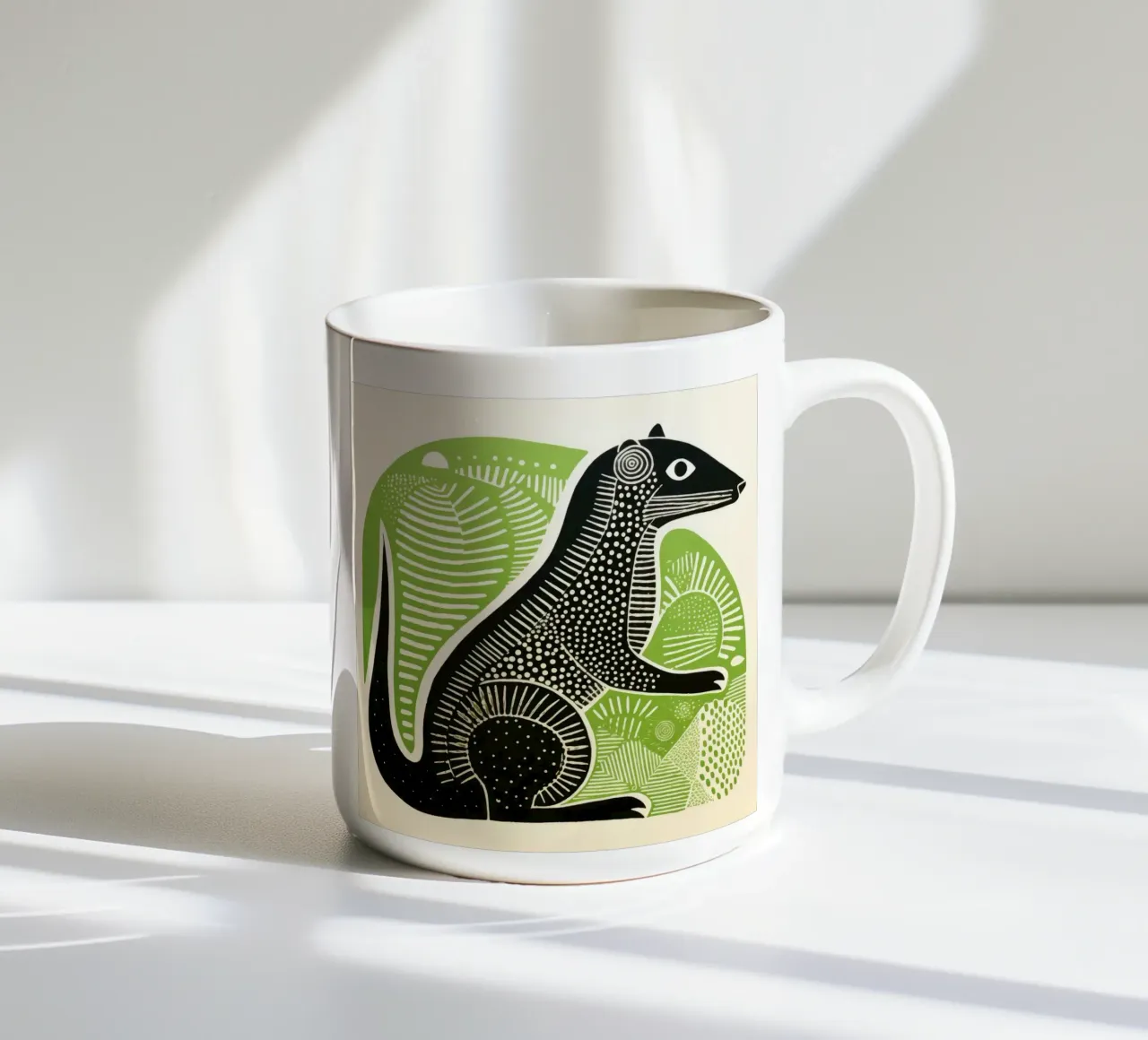 Mangusta verde tazza in ceramica da Minimal Animal Art