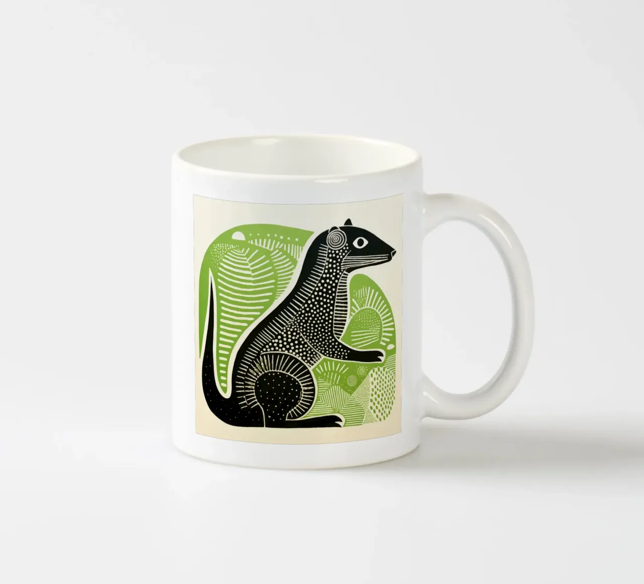 Mangusta verde tazza in ceramica da Minimal Animal Art