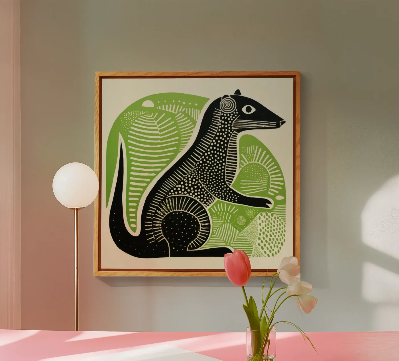Green Mongoose acrylic glass by Minimal Animal Art