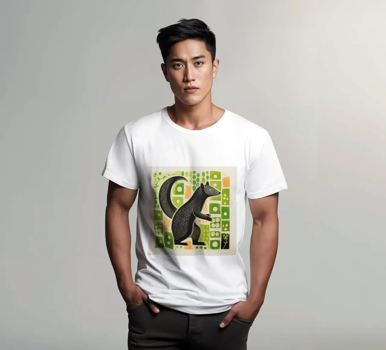 Mangusta verde 2 t-shirt da Minimal Animal Art