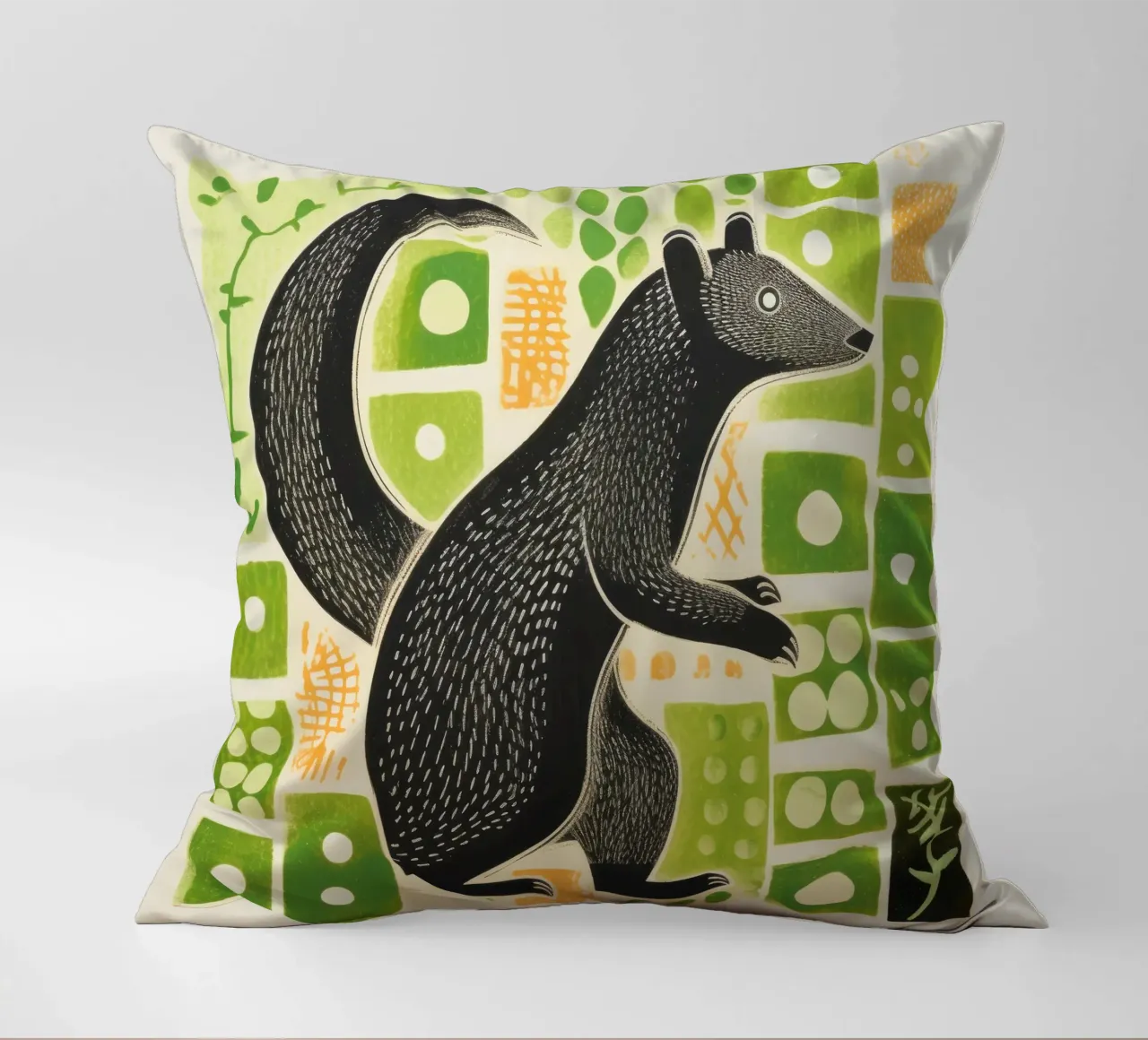 Mangusta verde 2 cuscino da Minimal Animal Art