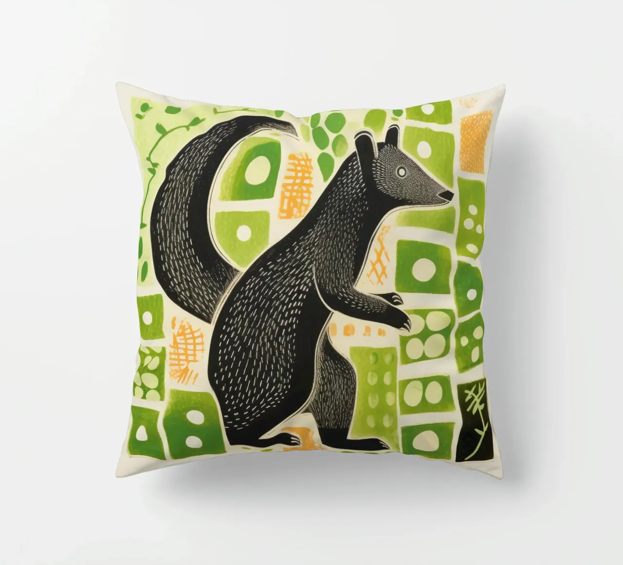 Mangusta verde 2 cuscino da Minimal Animal Art