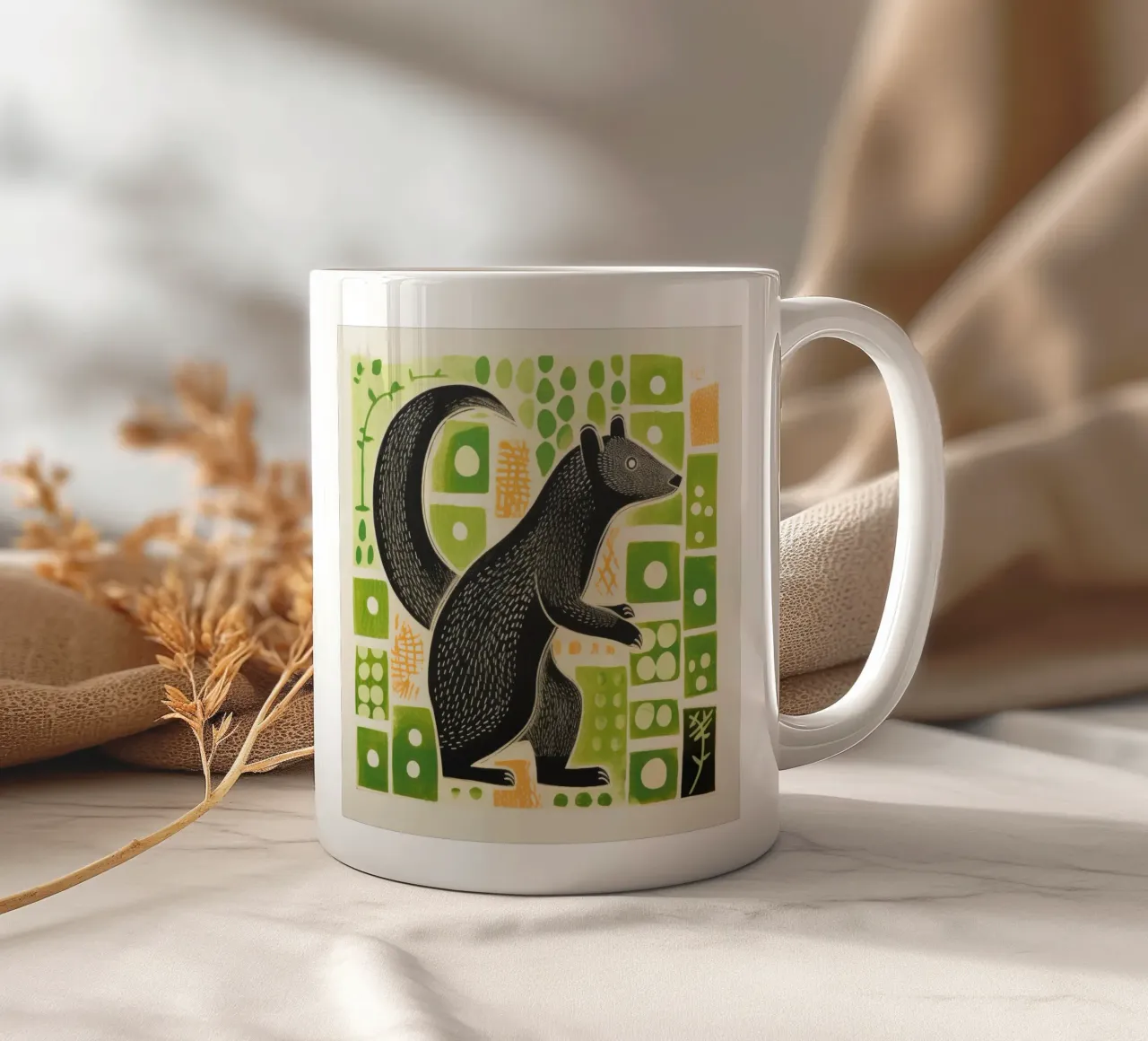 Mangusta verde 2 tazza in ceramica da Minimal Animal Art
