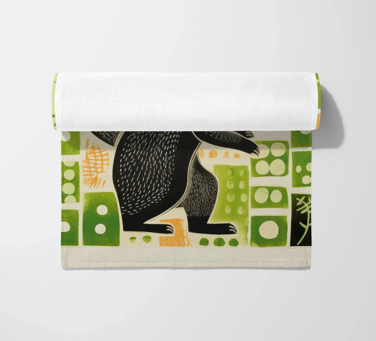 Green Mongoose 2 beach towel by Minimal Animal Art