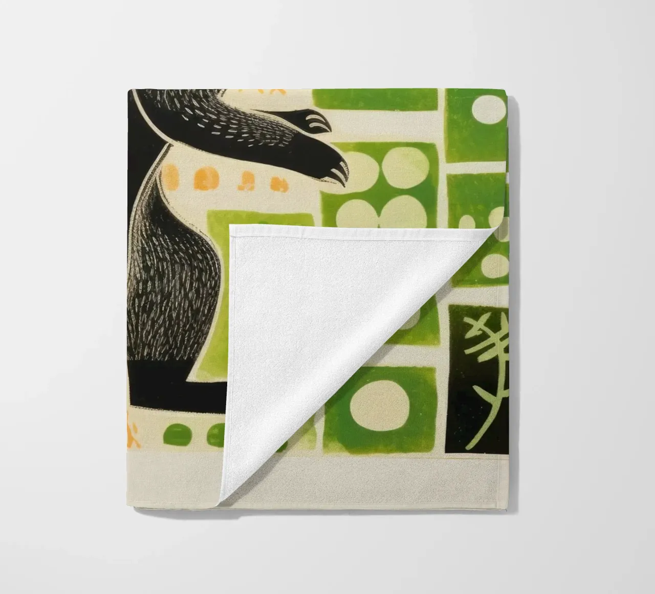 Green Mongoose 2 beach towel by Minimal Animal Art