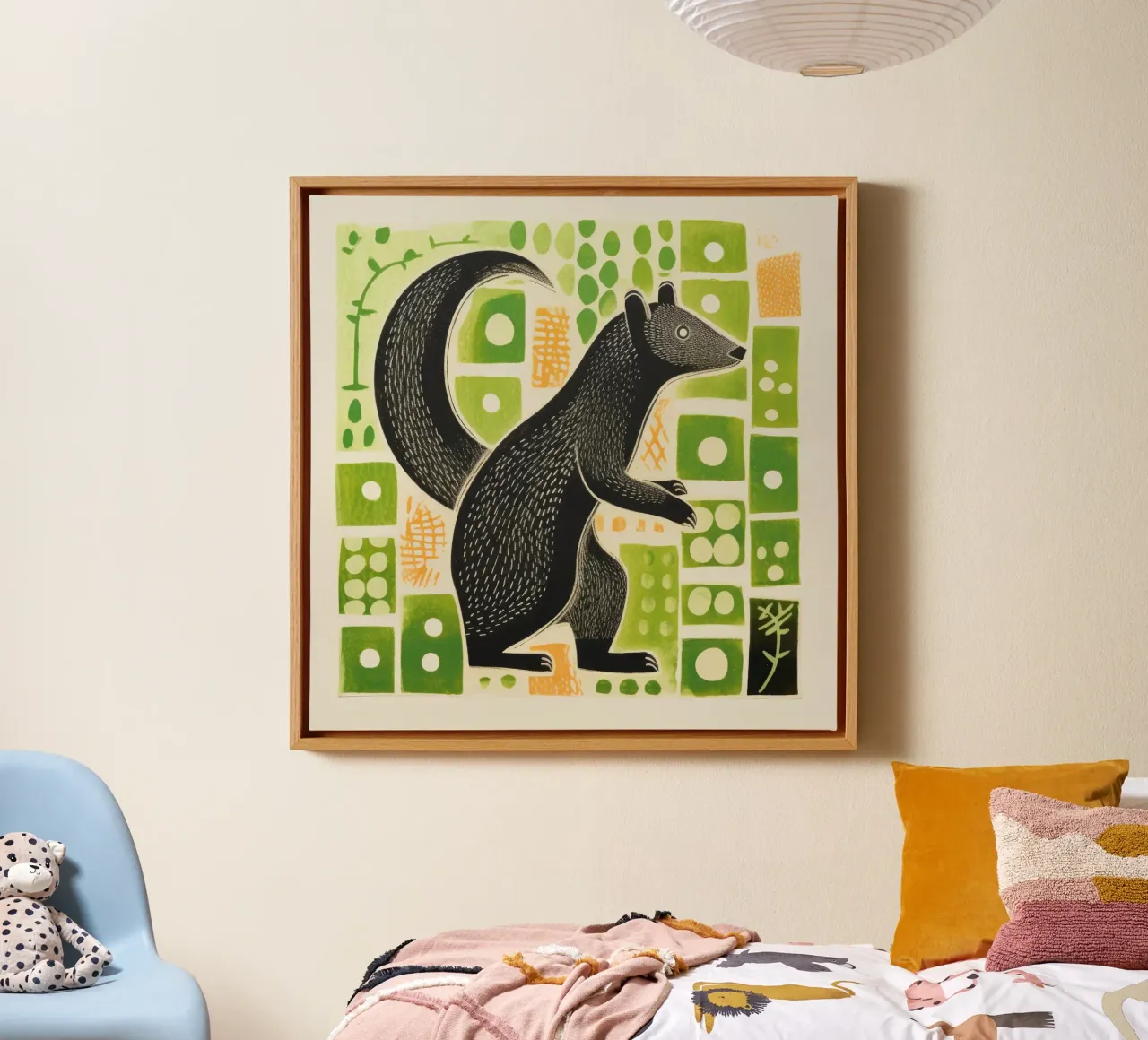 Green Mongoose 2 canvas met Baklijst van Minimal Animal Art