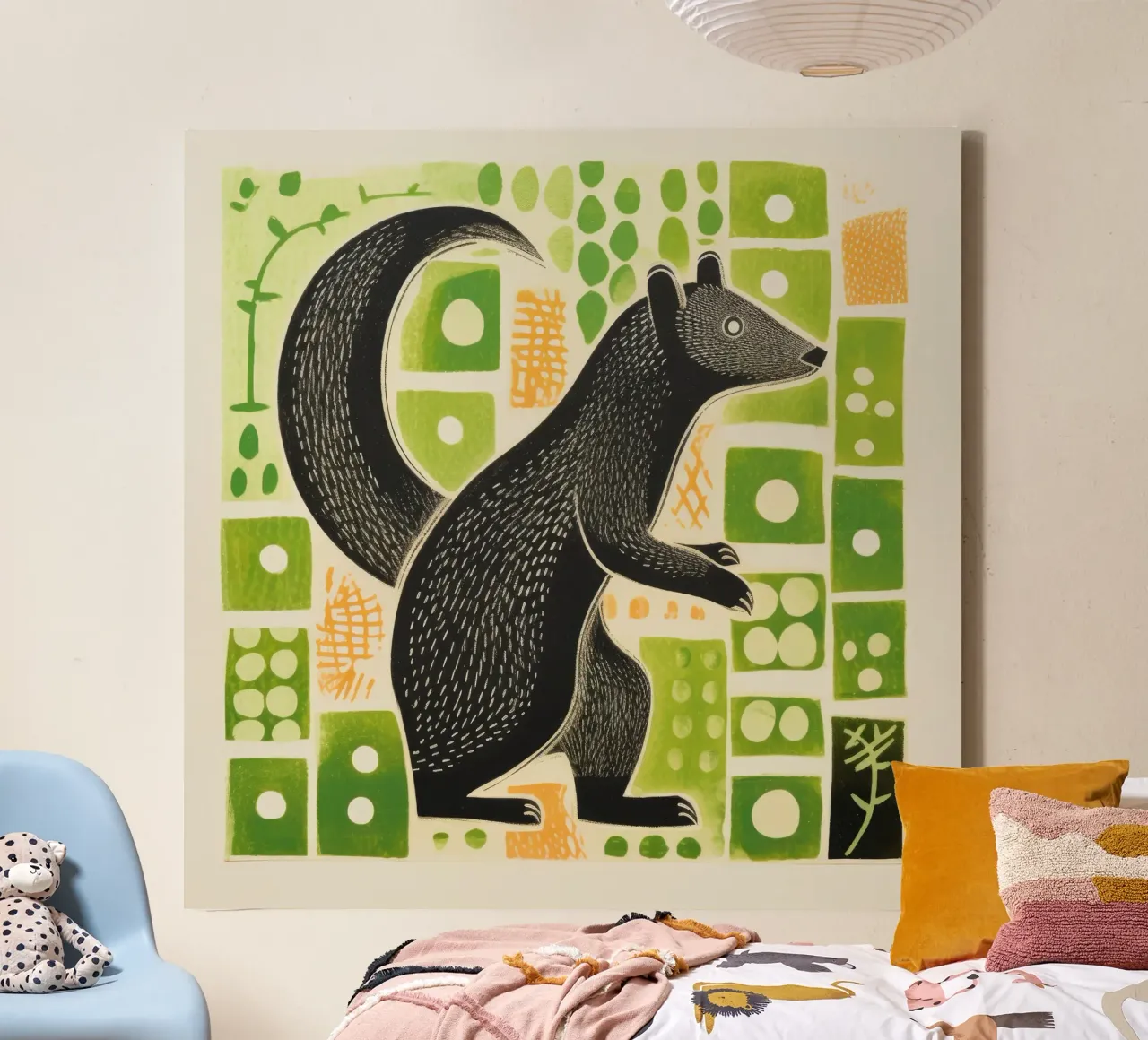 Green Mongoose 2 canvas met Baklijst van Minimal Animal Art