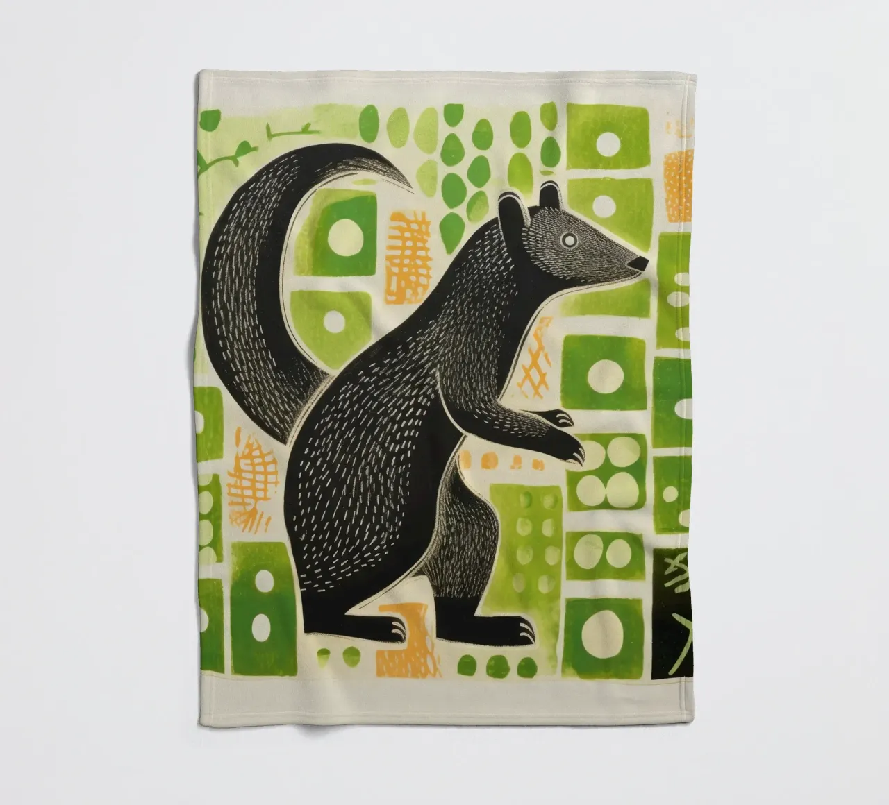 Green Mongoose 2 fleece blanket by Minimal Animal Art