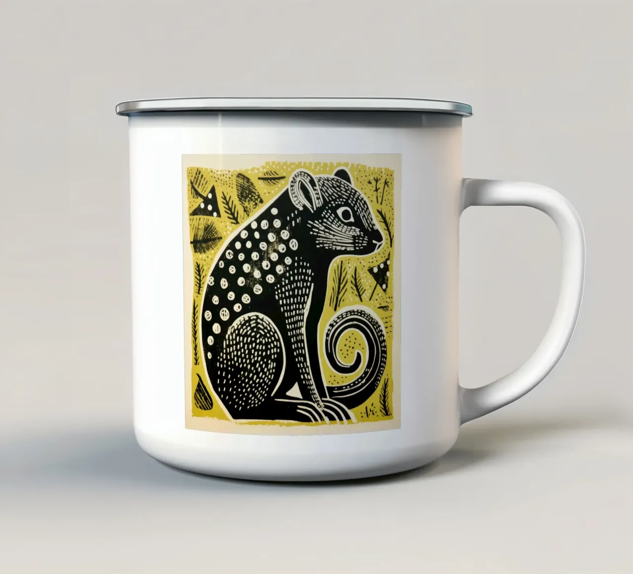Mangusta verde 3 tazza in smalto da Minimal Animal Art