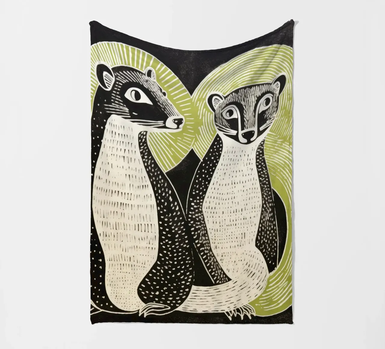 Green Mongoose 4 fleece blanket by Minimal Animal Art