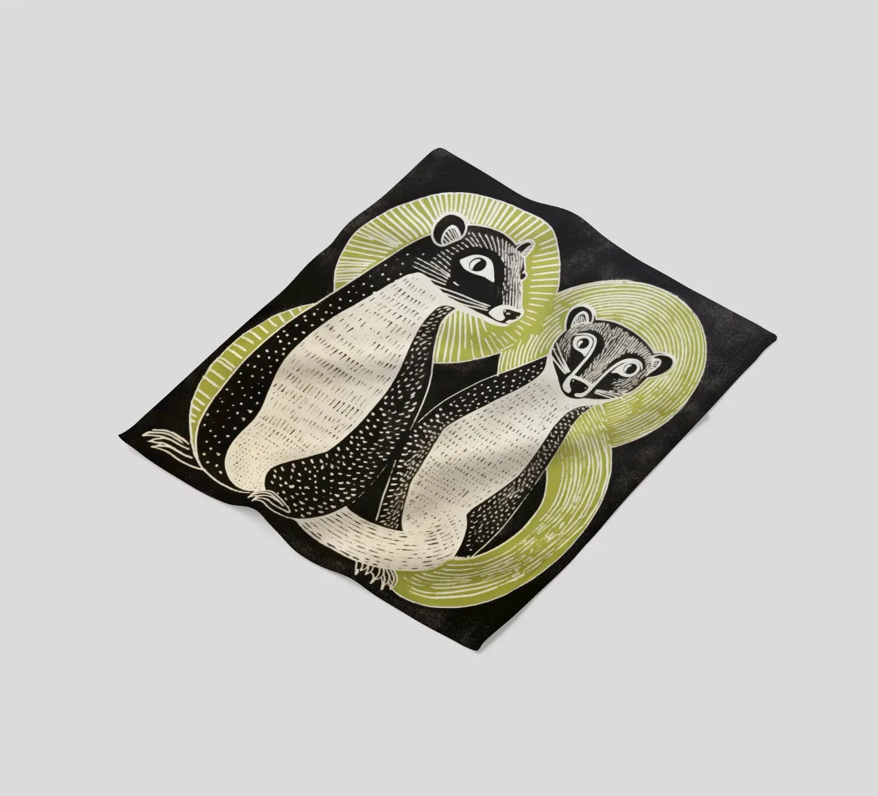 Green Mongoose 4 fleece blanket by Minimal Animal Art