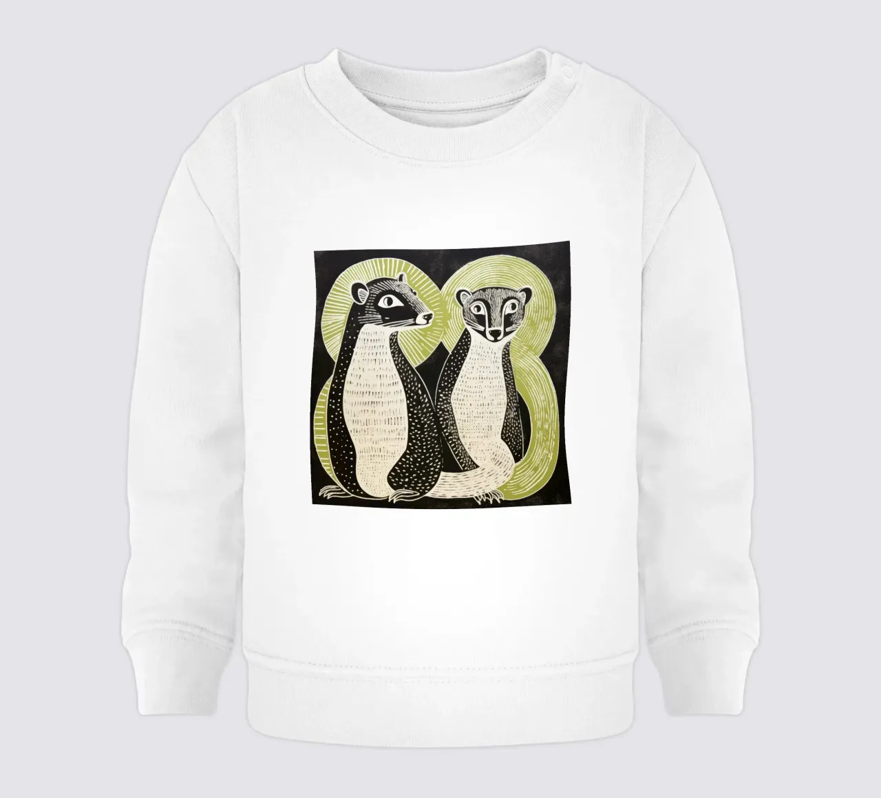 Mangusta verde 4 felpa neonato da Minimal Animal Art