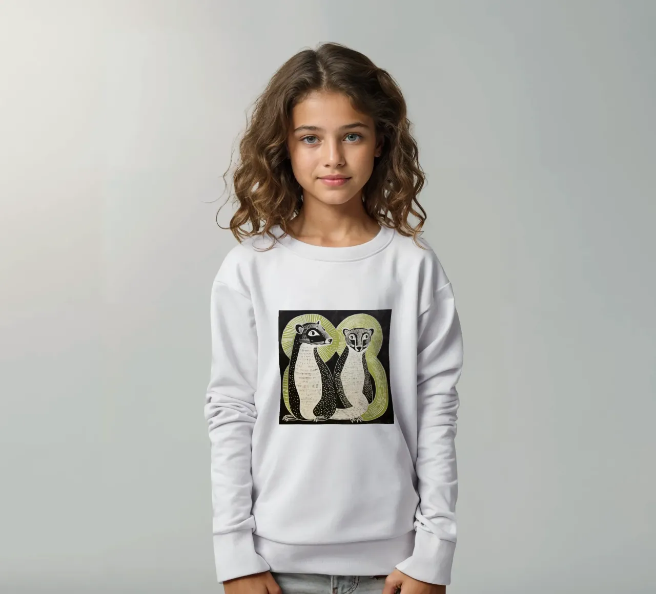 Manguste verdi felpa bambino da Minimal Animal Art